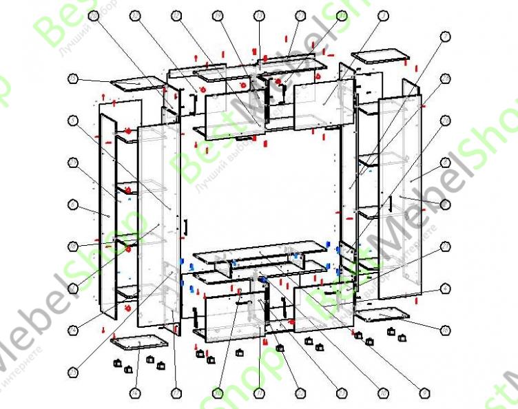 Схема сборки стенки монтана много мебели