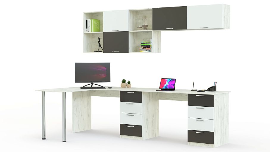 Угловой письменный стол для двоих Виктория 20 BMS - Фото