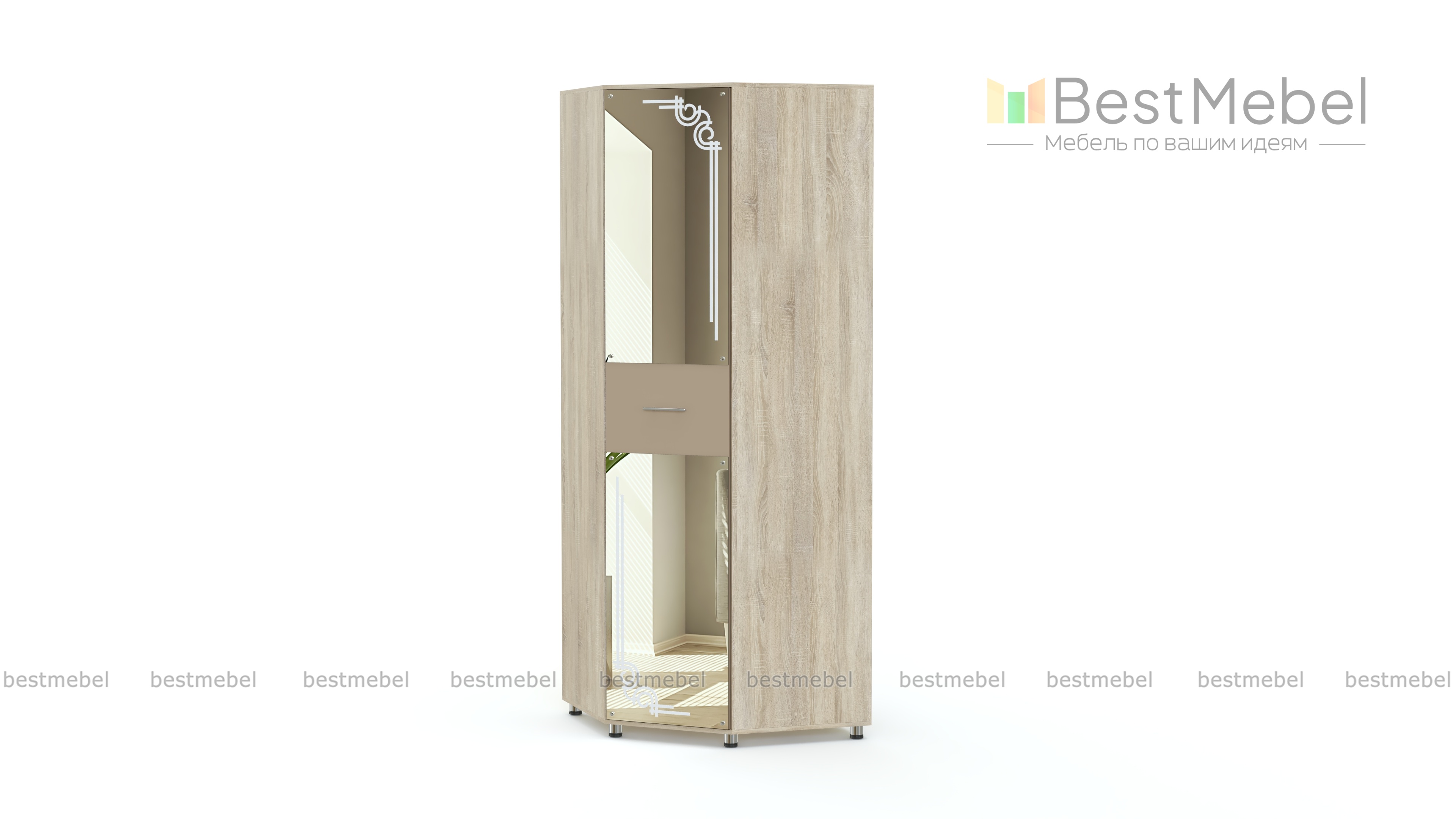 Угловой шкаф Оливия №15 с зеркалом BMS