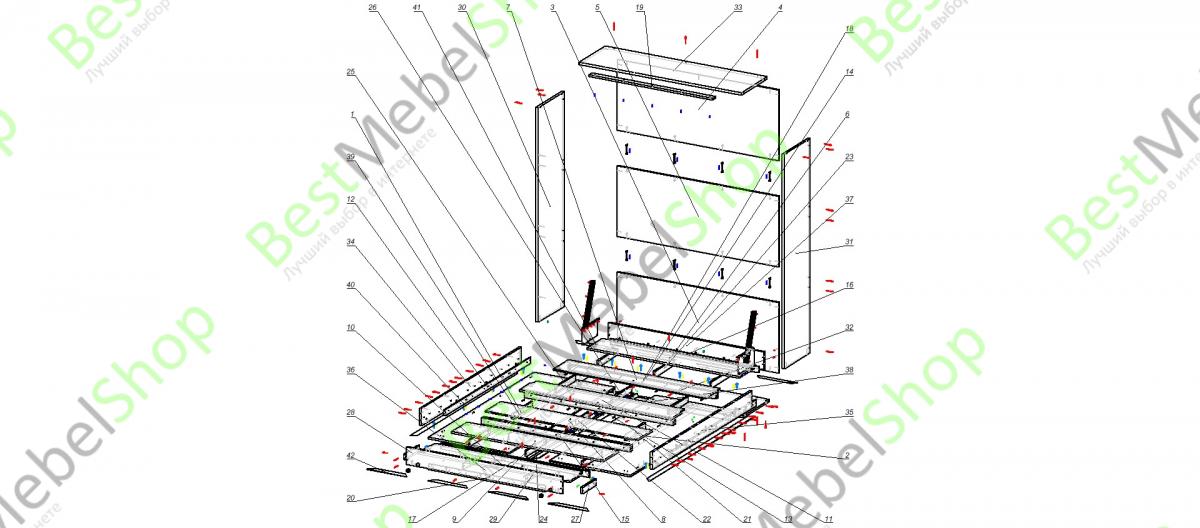 Механизм 582 для шкаф кровати трансформера схема сборки