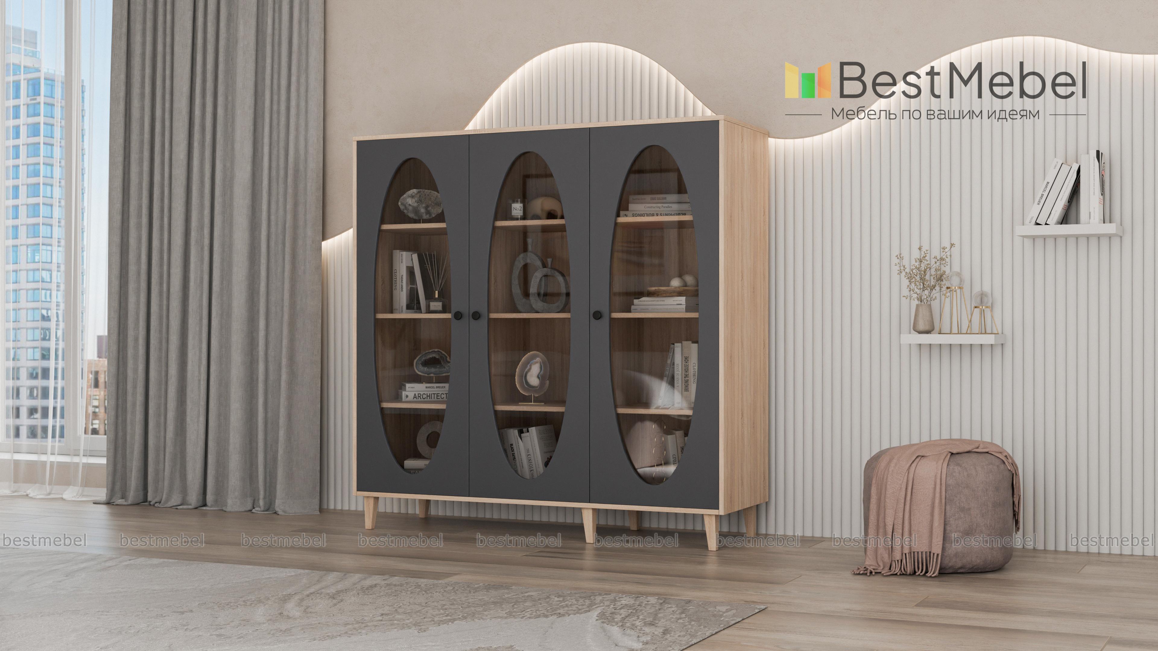 Шкаф книжный Брукс 3 BMS - Фото