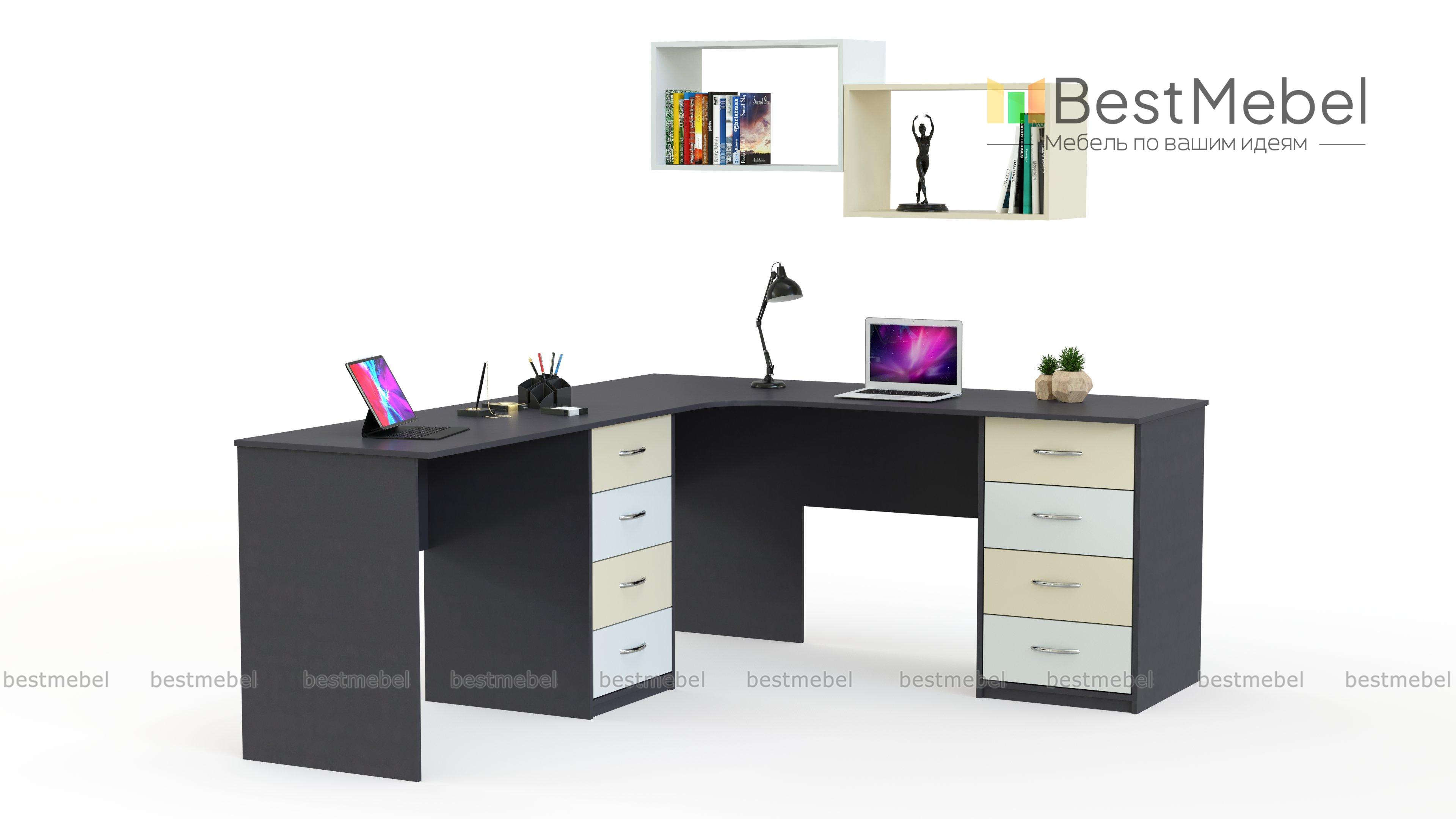 Письменный стол для двоих с полками Фреско 45 BMS - Фото